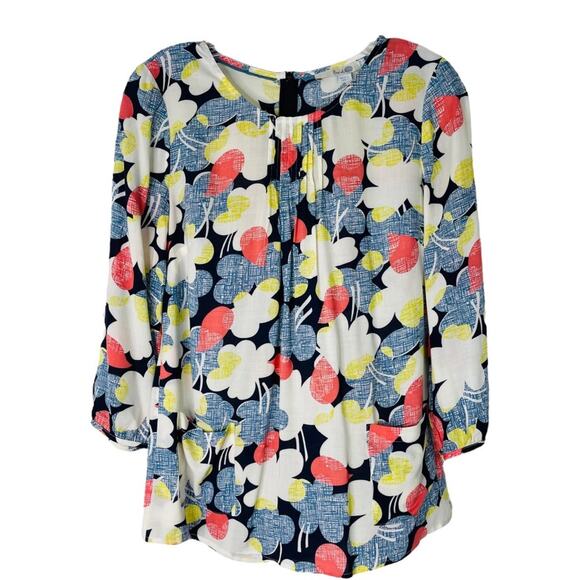 Boden Tops - Boden blue white pink floral preppy pleated pockets top 6